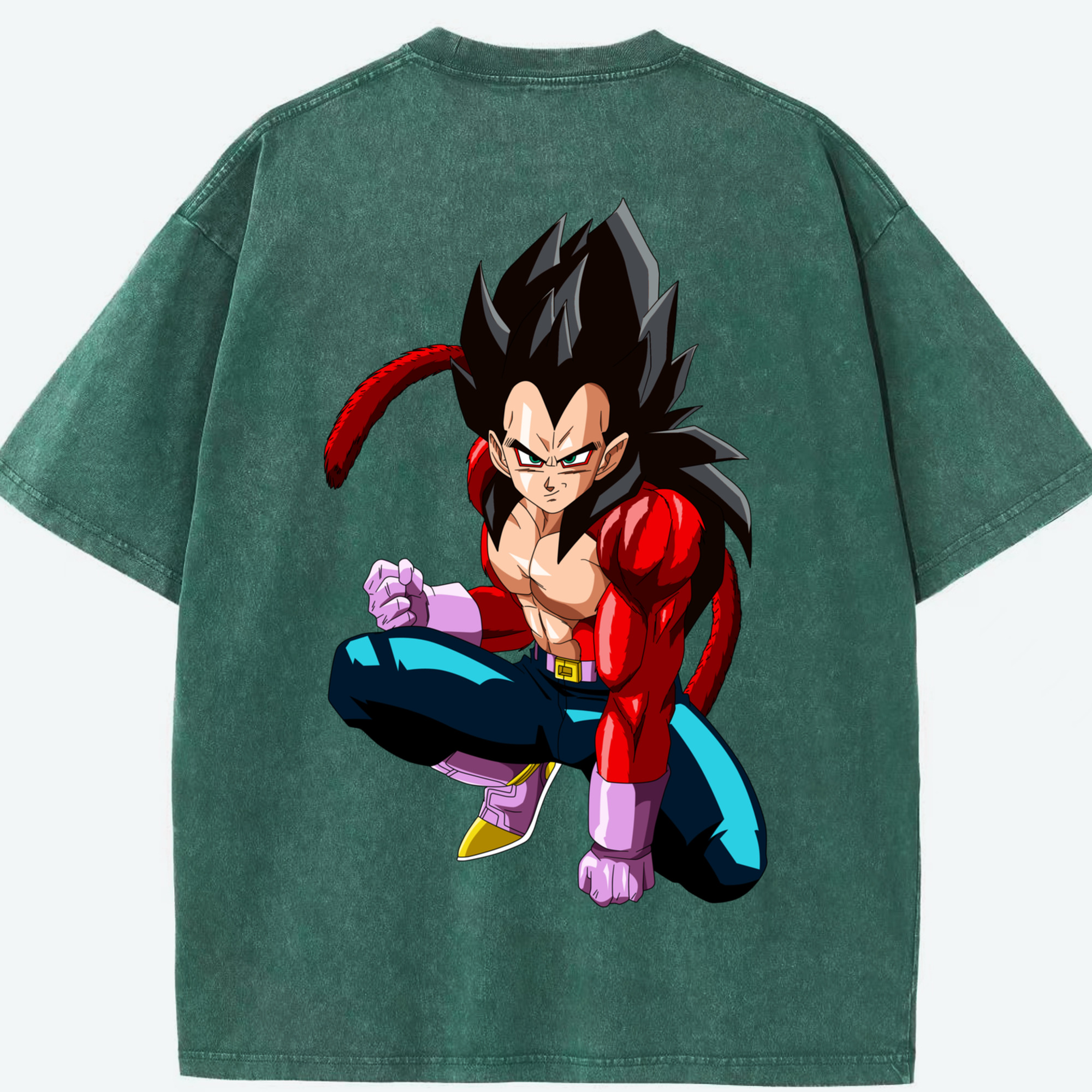 （画像用） ドラゴンボール ベジータ四世（Bejīta Yonsei）DRAGON BALL Vegeta IV 綿100% ヴィンテージ風 半袖Tシャツ（背面プリント）
